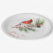 Red Bird Cardinal Christmas Paper Plate ペーパープレート (アングル)