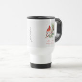 Red Bird Cardinal Christmas Travel Mug トラベルマグ (正面右)