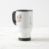 Red Bird Cardinal Christmas Travel Mug トラベルマグ (正面左)