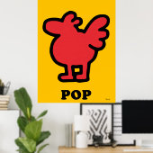 Red Bird Pop Art – Cartoon Animal Silhouette ポスター (ホームオフィス)