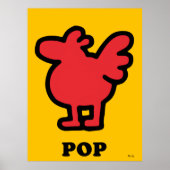Red Bird Pop Art – Cartoon Animal Silhouette ポスター (正面)