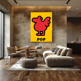 Red Bird Pop Art – Cartoon Animal Silhouette ポスター