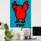 Red Bird Pop Art Poster – Fun Cartoon Animal Desig ポスター (ホームオフィス)