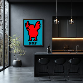 Red Bird Pop Art Poster – Fun Cartoon Animal Desig ポスター