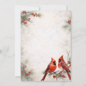 Red Birds on Snowy Pine Branch, Red Berries |  招待状 (裏面)