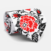 Red&Blackのばら色の交差ステッチのロシア人パターン ネクタイ (ロール)
