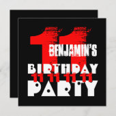 RED BLACK 11th Birthday Party 11歳V02 招待状 (正面/裏面)