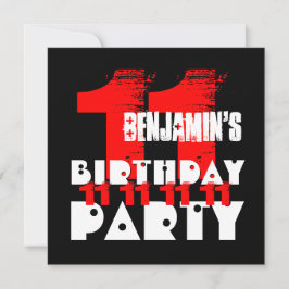 RED BLACK 11th Birthday Party 11歳V02 招待状