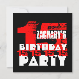 RED BLACK 15th Birthday Party 15歳V07 招待状