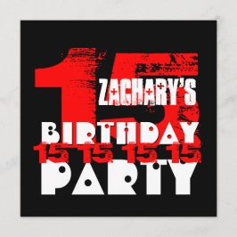 RED BLACK 15th Birthday Party 15歳V07 招待状