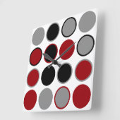 Red, Black and Gray Circles スクエア壁時計 (傾斜)