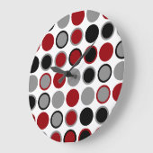 Red, Black and Gray Circles ラージ壁時計 (傾斜)
