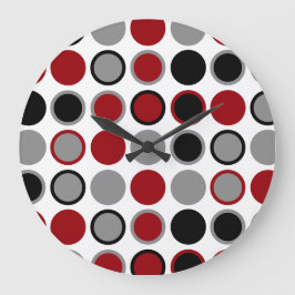 Red, Black and Gray Circles   ラージ壁時計
