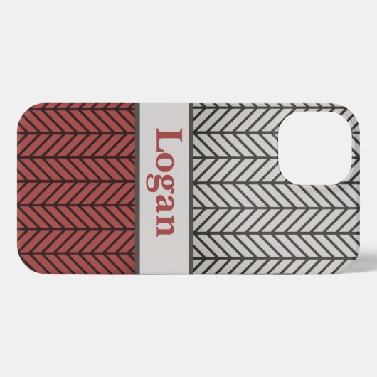 Red Black and Grey Black Masculine Chevron Pattern iPhoneケース (裏面横)