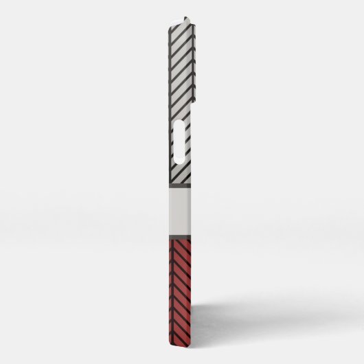 Red Black and Grey Black Masculine Chevron Pattern iPhoneケース (右側面)