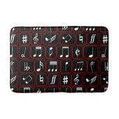Red Black and White Geometric Music Notes バスマット (正面)