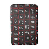 Red Black and White Geometric Music Notes バスマット (正面縦)