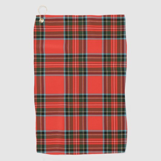 Red Black and White Plaid Pattern ゴルフタオル (正面)