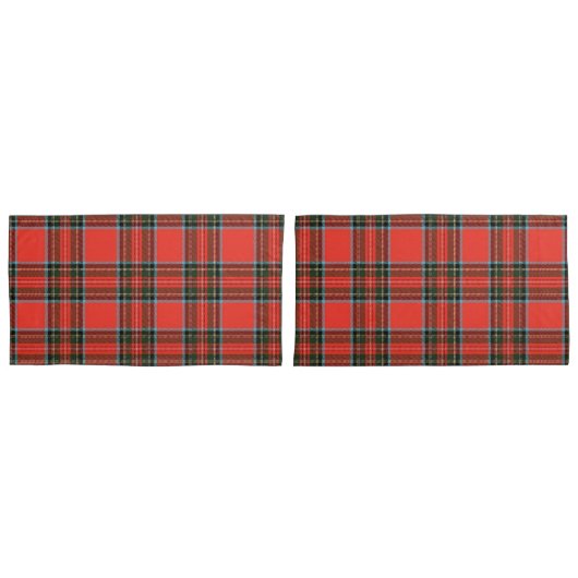 Red Black and White Plaid Pattern Style 枕カバー (正面-セット)