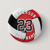 Red, Black and White Volleyball 🏐 缶バッジ (正面)