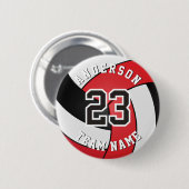 Red, Black and White Volleyball 🏐 缶バッジ (正面&裏面)