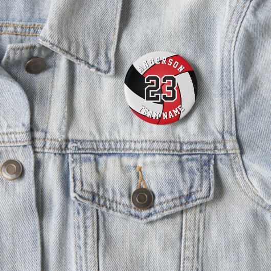 Red, Black and White Volleyball 🏐 缶バッジ (インサイチュ)