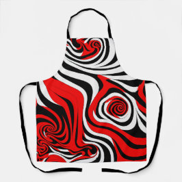 Red, Black and White Wave Pattern エプロン