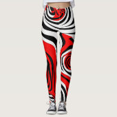 Red, Black and White Wave Pattern レギンス (正面)