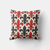 Red Black Baroque Fleur-de-lis Pattern Design クッション (裏面)
