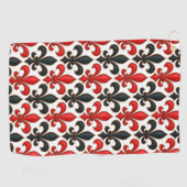 Red Black Baroque Fleur-de-lis Pattern Design  ゴルフタオル (横)