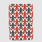 Red Black Baroque Fleur-de-lis Pattern Design  ゴルフタオル (正面)
