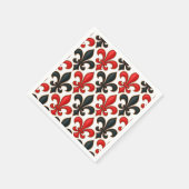 Red Black Baroque Fleur-de-lis Pattern Design スタンダードカクテルナプキン (角)