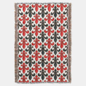 Red Black Baroque Fleur-de-lis Pattern Design  スローブランケット (正面縦)