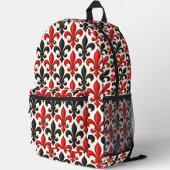 Red Black Baroque Fleur-de-lis Pattern Design  プリントバックパック