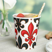 Red Black Baroque Fleur-de-lis Pattern Design  紙コップ