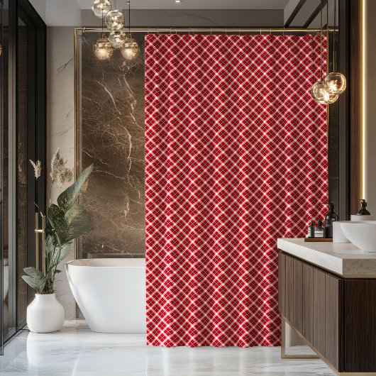 Red Black Bath Curtain Stylish Gift for Home シャワーカーテン