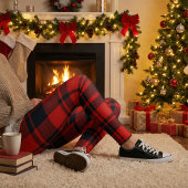Red Black Buffalo Plaid Christmas Holiday レギンス