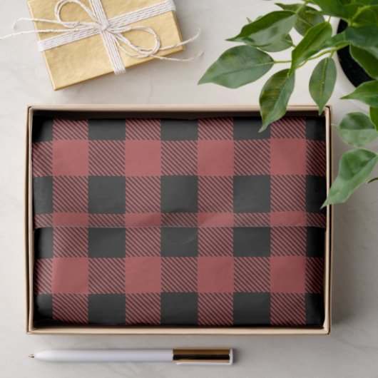 Red Black Buffalo Plaid  Gingham Lumberjack 薄葉紙 (ギフト)