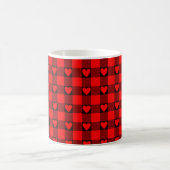 Red Black Buffalo Plaid Heart コーヒーマグカップ (中央)