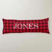 Red & black buffalo plaid pattern personalized ボディピロー (裏面)