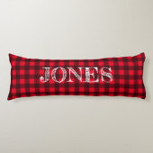 Red & black buffalo plaid pattern personalized ボディピロー (正面)
