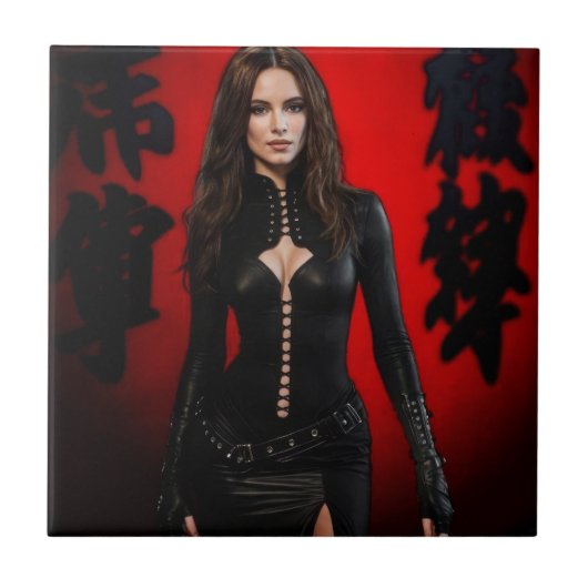 Red Black ceramic tile タイル (正面)