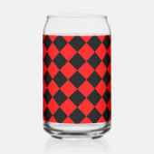 Red Black Checker Diamond Pattern ガラス缶 (裏面)