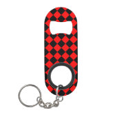 Red Black Checker Diamond Pattern キーホルダー栓抜き (正面)