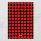 Red Black Checker Diamond Pattern 招待状 (裏面)