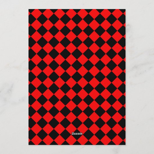 Red Black Checker Diamond Pattern 招待状 (裏面)