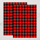 Red Black Checker Diamond Pattern 招待状 (正面/裏面)