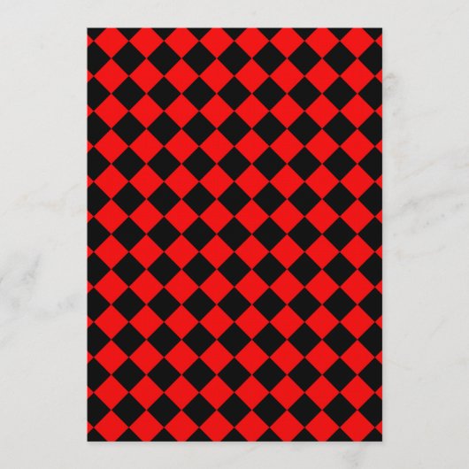Red Black Checker Diamond Pattern 招待状 (正面)