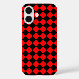 Red Black Checker Diamond Pattern iPhone 16ケース