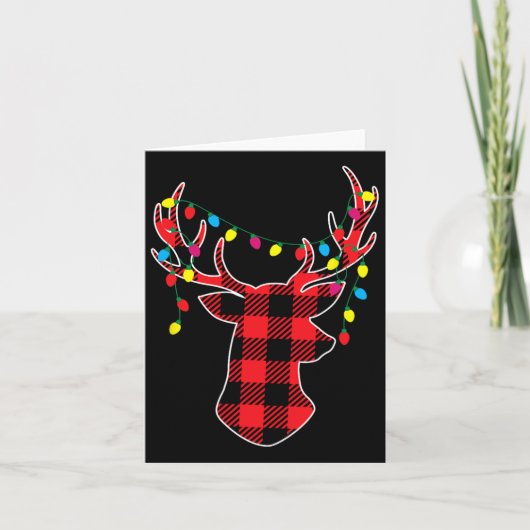 Red Black Christmas Gifts Buffalo Plaid Deer Women カード (正面)